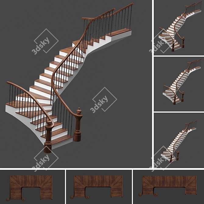 Versatile Set of 3 Stylish Stairs 3D model image 1