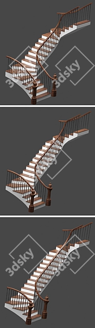 Versatile Set of 3 Stylish Stairs 3D model image 2