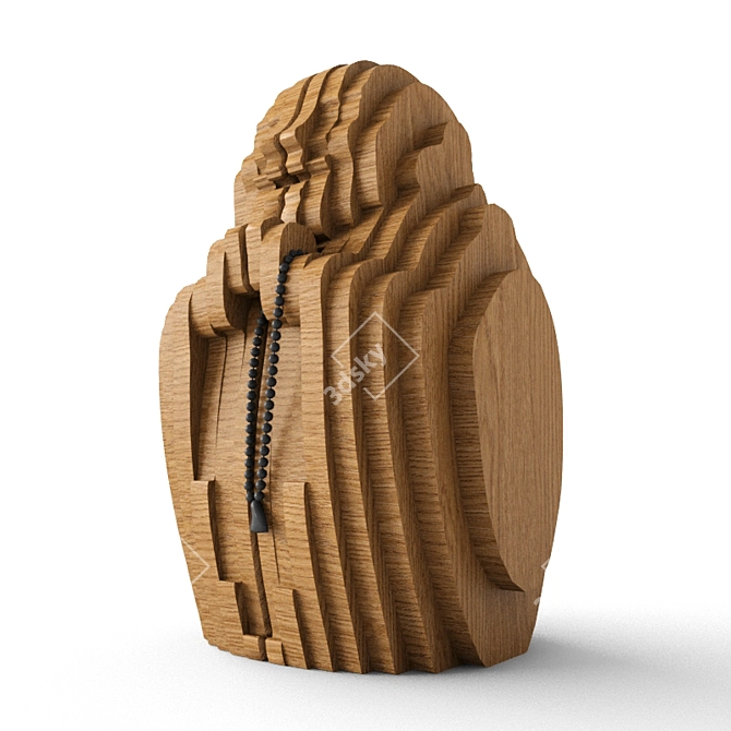 Smiling Wooden Buddha 3D model image 1