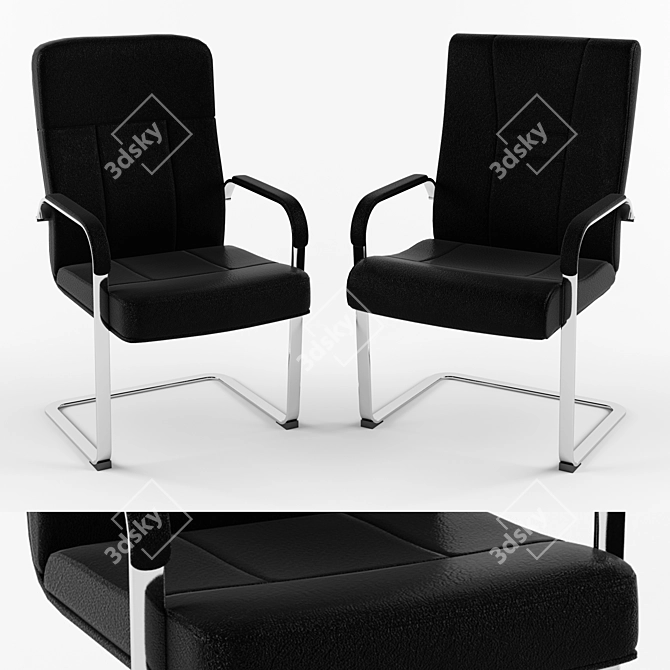 Elegant Leather Office Chair 3D model image 1