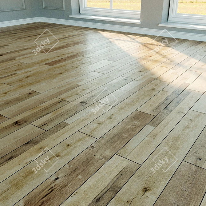 Farco Oak Laminate: Natural Wood Flooring with Textured Planks 3D model image 1