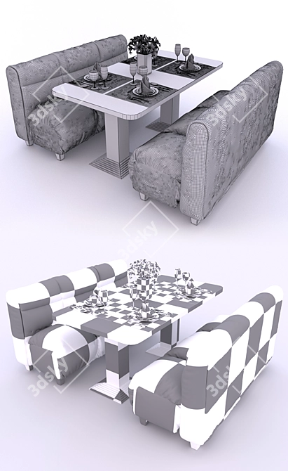 Convertible Table Sofa Set 3D model image 3