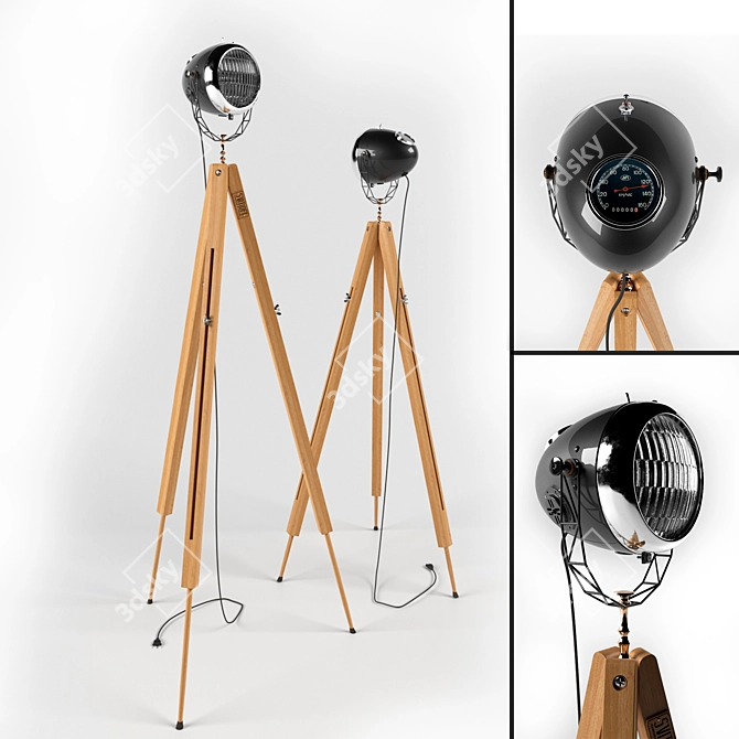 Modern Wood and Metal Floor Lamp 3D model image 1