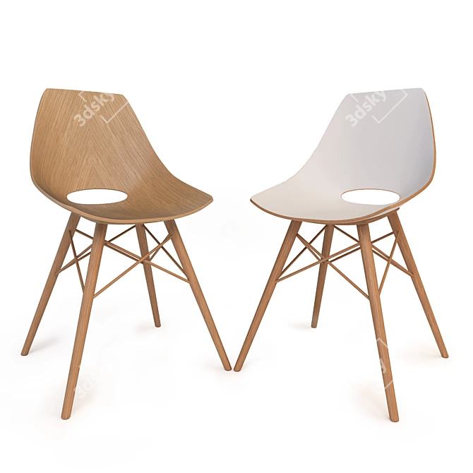 Emmemobili Glee: Italian Designer Chair with Bentwood Seat 3D model image 1