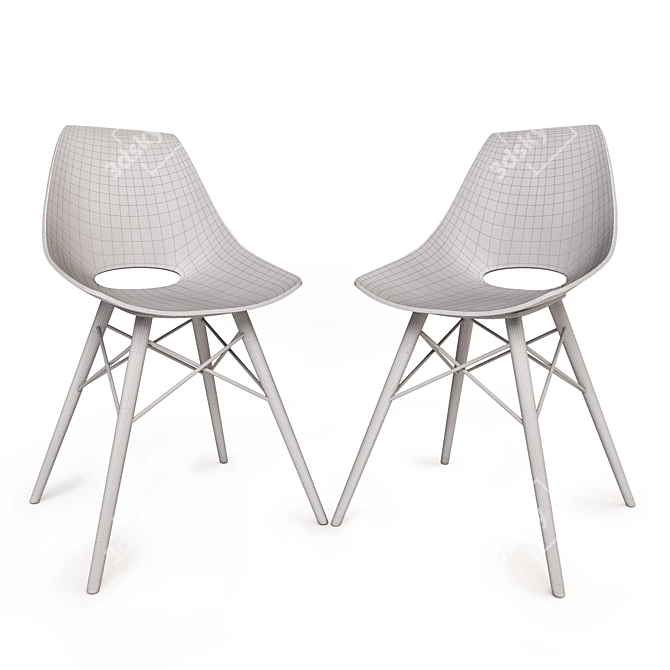 Emmemobili Glee: Italian Designer Chair with Bentwood Seat 3D model image 2