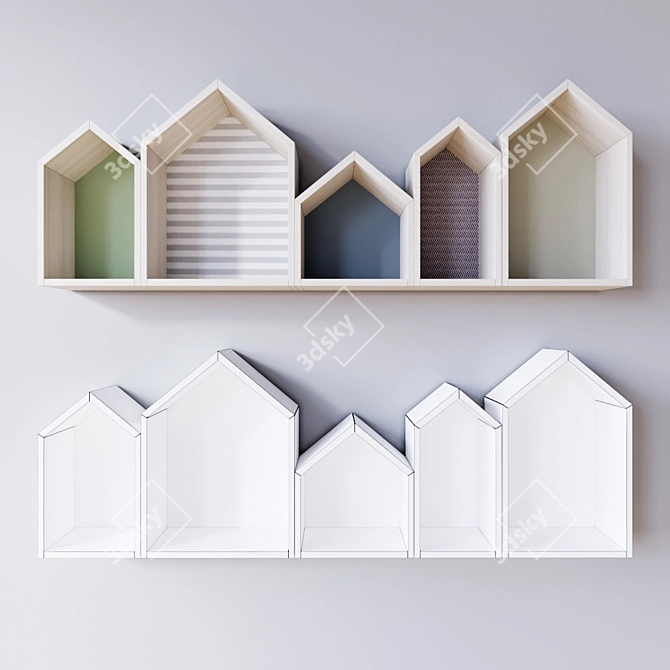Whimsical House Shelf 3D model image 1