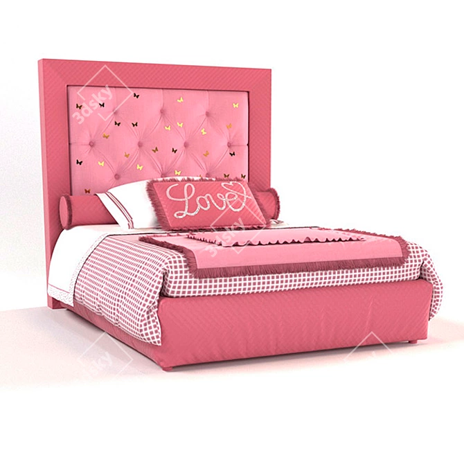 Stylish Halley Love Bed 3D model image 1