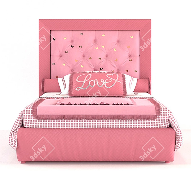 Stylish Halley Love Bed 3D model image 2