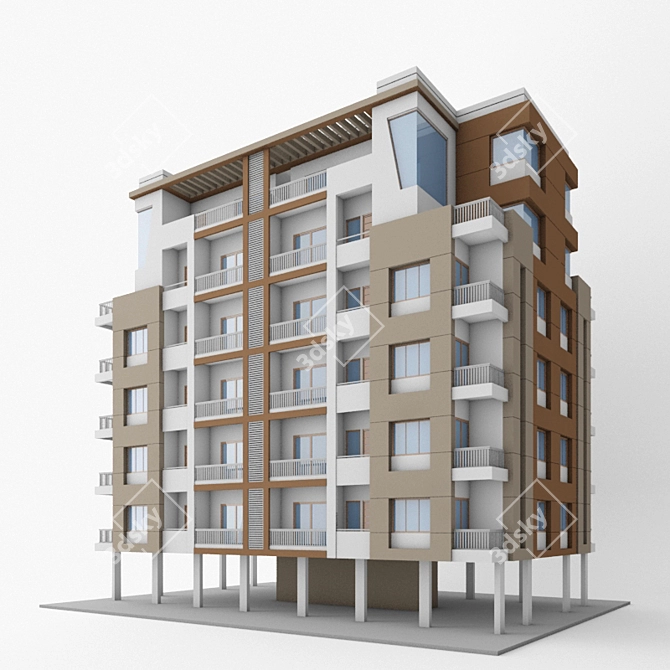 Indian Urban Haven: Low Rise Apartment 3D model image 1