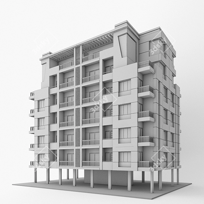 Indian Urban Haven: Low Rise Apartment 3D model image 3