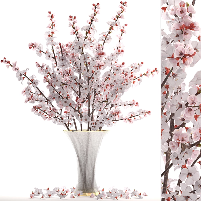 Cherry Blossom Delight: 24 White Blooms 3D model image 1