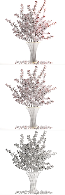 Cherry Blossom Delight: 24 White Blooms 3D model image 3