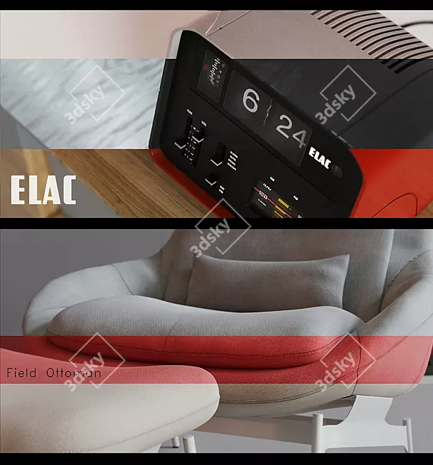 Fortune Collection: Lounge Chair, Credenza, Clock Radio, Art Neon & Balloons 3D model image 2