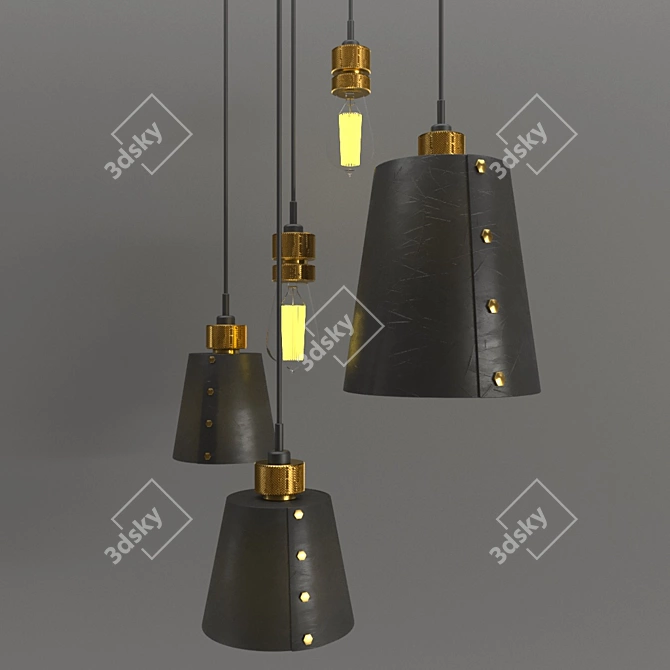 Industrial Loft Pendant Light 3D model image 1