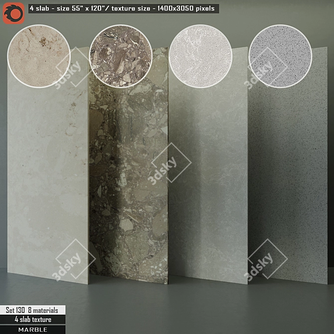 Luxurious Marble Slab Set 3D model image 1