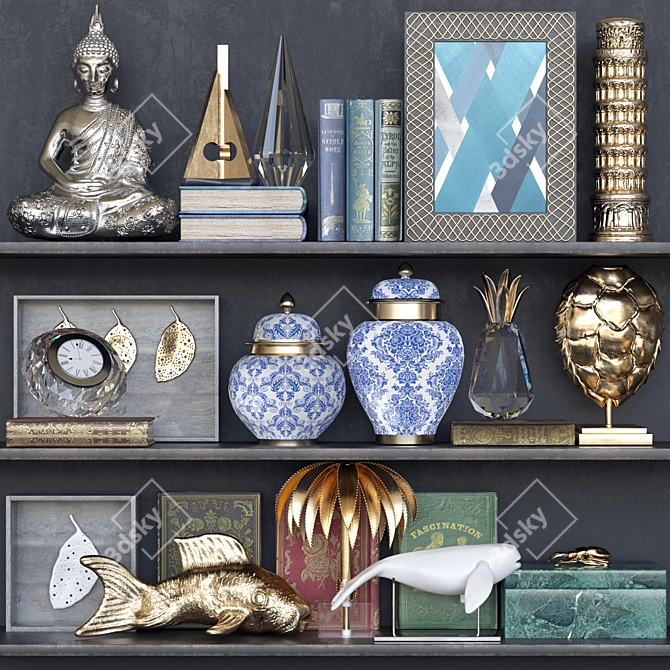 Elegant Shelf Decor Set 3D model image 1