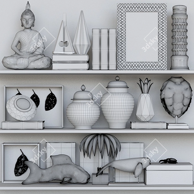 Elegant Shelf Decor Set 3D model image 2