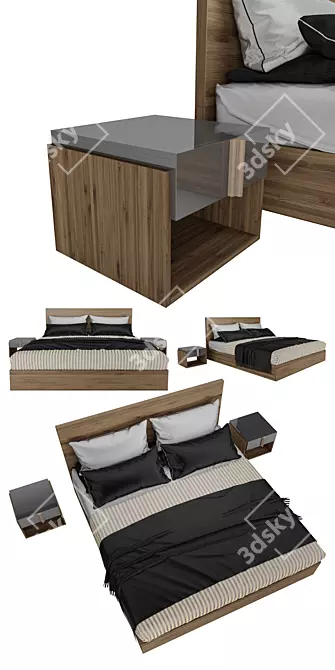 Modern Marvela Bed: Sleek Design & Comfort 3D model image 2