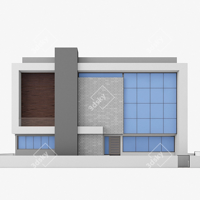 Sleek Modern Bungalow 3D model image 2