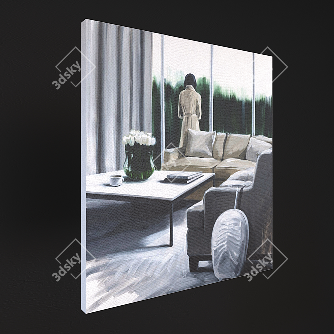 Cozy Home: Realist Acrylic Painting 3D model image 2