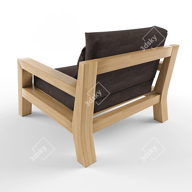 Teak Frame Single Seater Sofa 3D model image 3