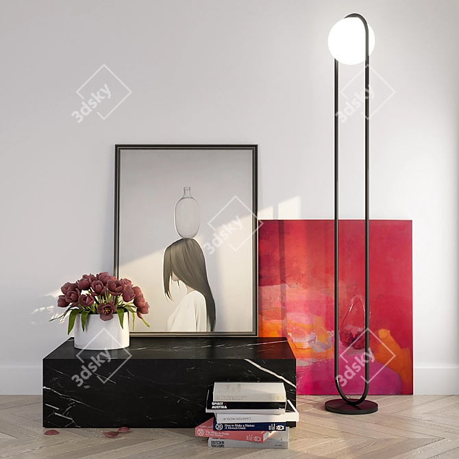 Modern Accent Set: Table & Floor Lamp 3D model image 1