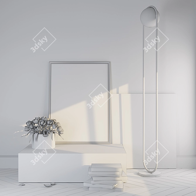 Modern Accent Set: Table & Floor Lamp 3D model image 2