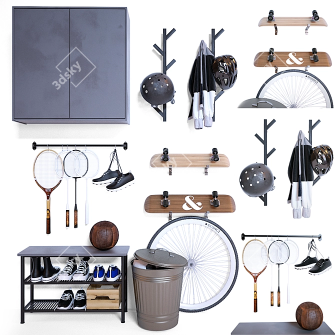 Sport Storage Solution: IKEA's Versatile Hallway Organizer 3D model image 1