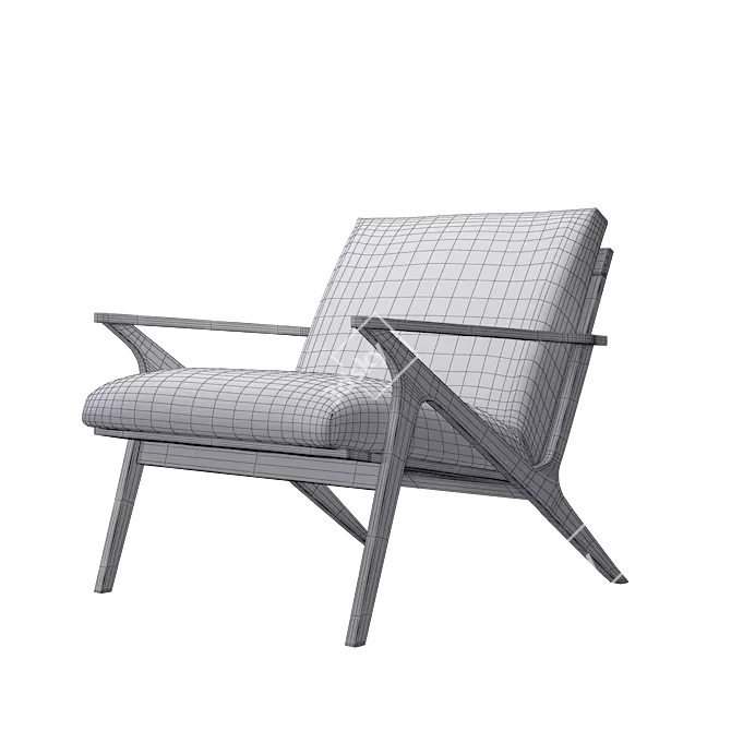 Title: Crate & Barrel Wood Frame Chair 3D model image 2