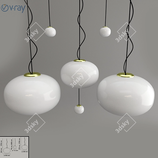 Glo-Ball Suspension 2 - Unique Minimalist Lighting 3D model image 1