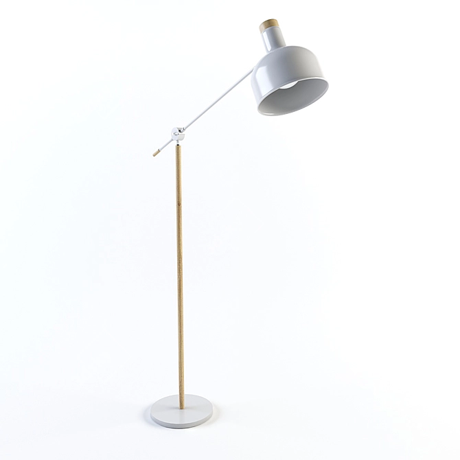 Title: Elegant White Wooden Floor Lamp 3D model image 1