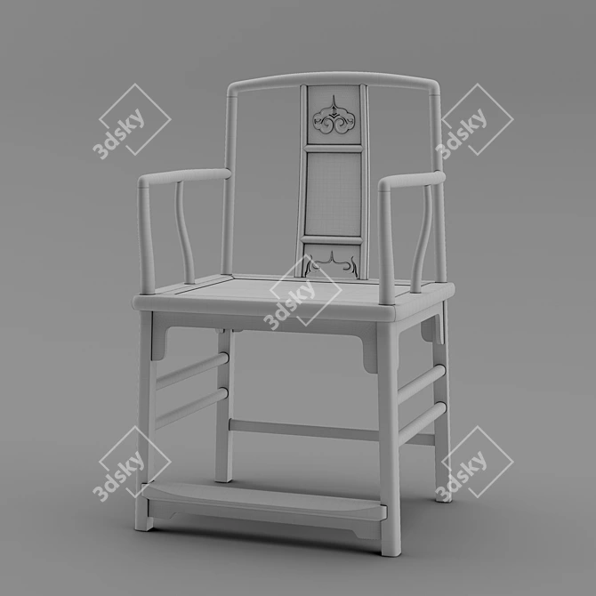 Elegant Ming Dynasty Armchair 3D model image 2