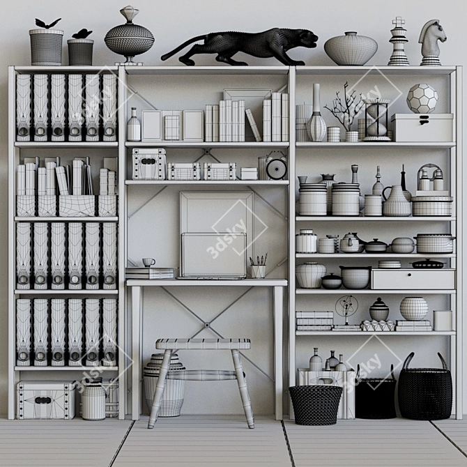 Modern Decorative Wardrobe: Figurine, Sculpture, Folder, Office 3D model image 2