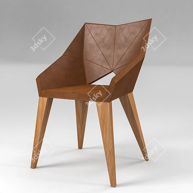 Elegant Leatherwood Chair 3D model image 1