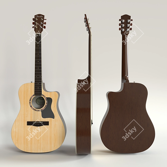 Fender Acoustic Guitar: Classic Sound 3D model image 1