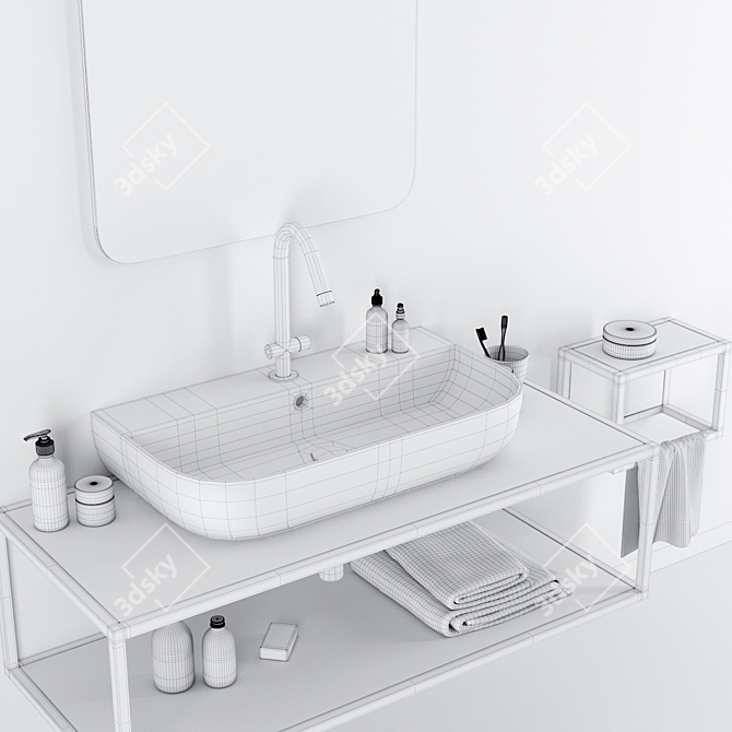 Frame Glam Single Vanity Unit 3D model image 3