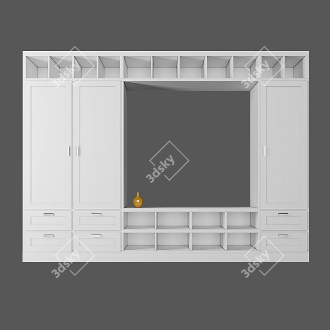 Sleek 3-Door Wardrobe 3D model image 1