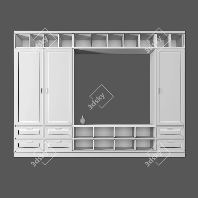 Sleek 3-Door Wardrobe 3D model image 2