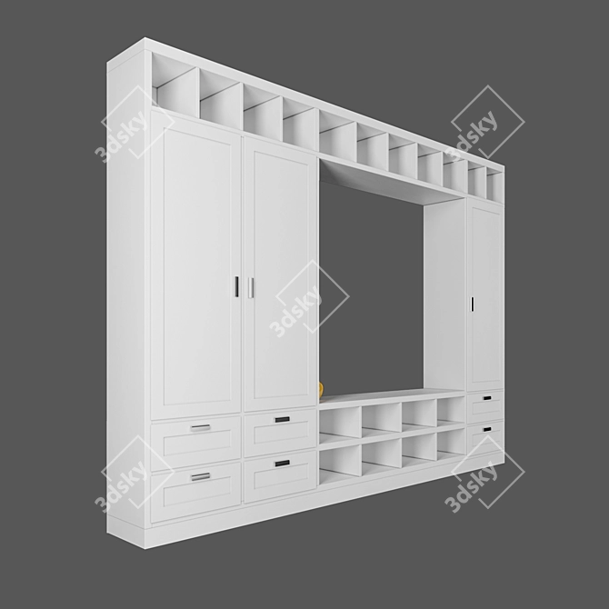 Sleek 3-Door Wardrobe 3D model image 3