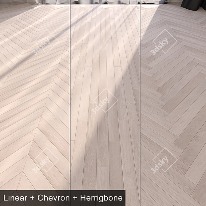 Elegant Montblanc Parquet: Linear, Chevron, Herringbone 3D model image 1