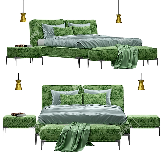 Elegant Roche Bobois Ellica Bed 3D model image 1