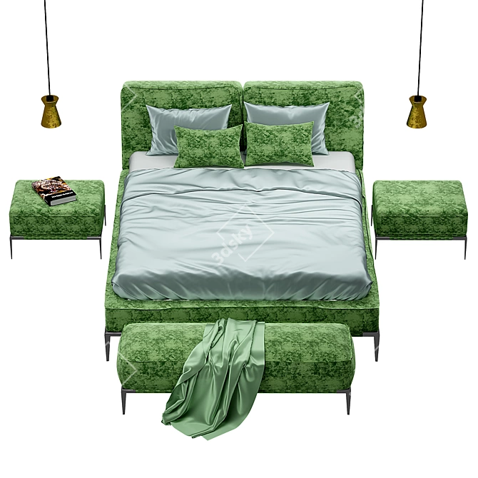 Elegant Roche Bobois Ellica Bed 3D model image 3