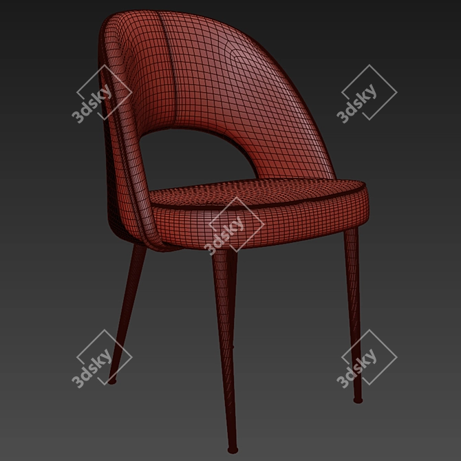 Stylish Blue Leather Dining Chair 3D model image 2