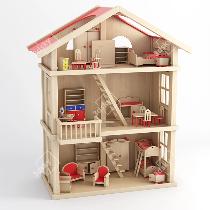 GOKI Miniature Toy House 3D model image 1