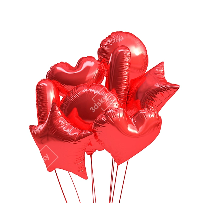 Title: Vibrant Foil Balloons - Add a Pop of Color! 3D model image 1