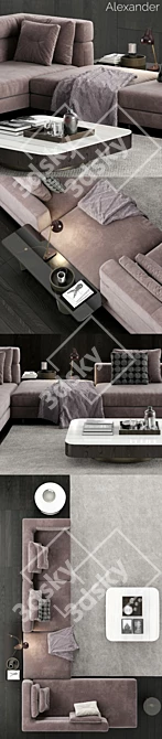 Luxury Minotti Alexander Sofa 2 - Sleek Italian Design 3D model image 2