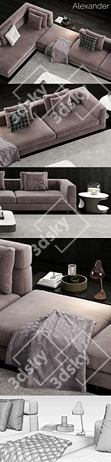 Luxury Minotti Alexander Sofa 2 - Sleek Italian Design 3D model image 3