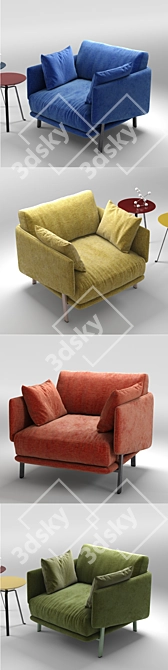 Modern Structure Armchair Set 3D model image 2