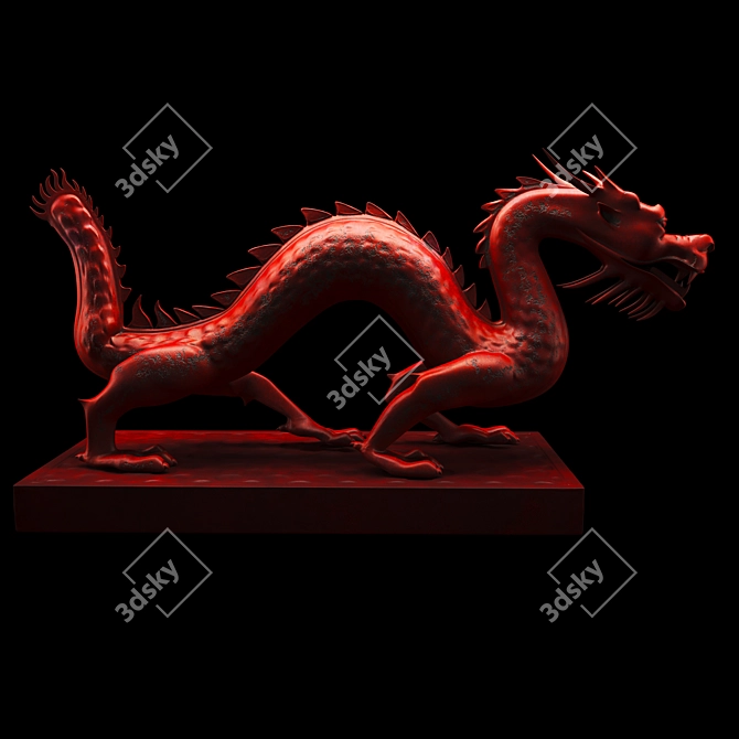 Mystical Dragon Sculpture 3D model image 2