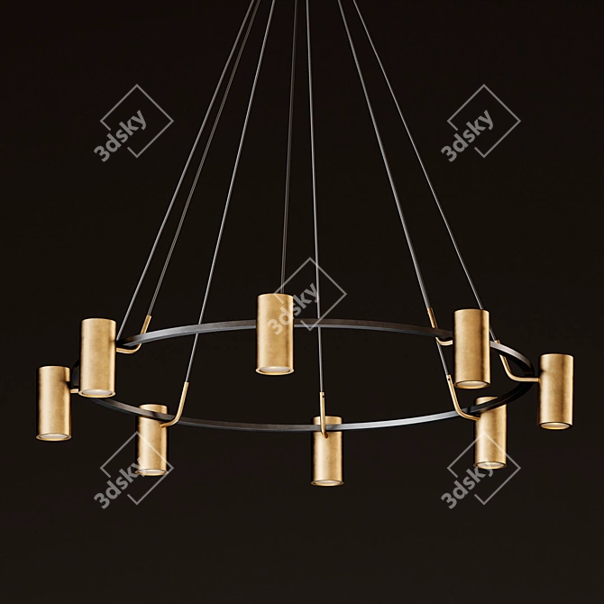 Champeaux Round Chandelier: Elegant Ceiling Lighting 3D model image 1